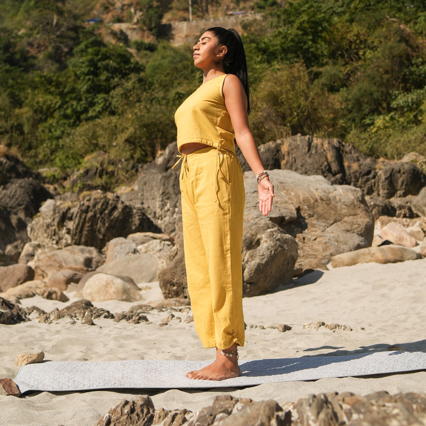 Ananda Top - Women's Cotton Yoga Top - Yellow