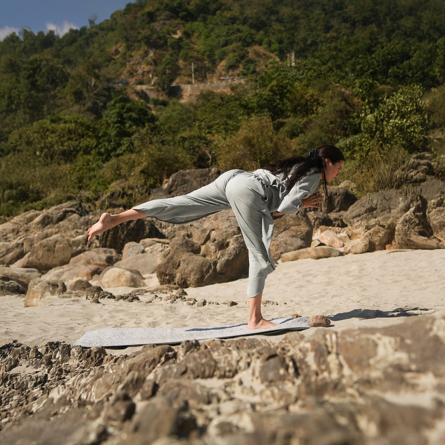 Surya Pant - Women's Cotton Yoga Pants - Grey