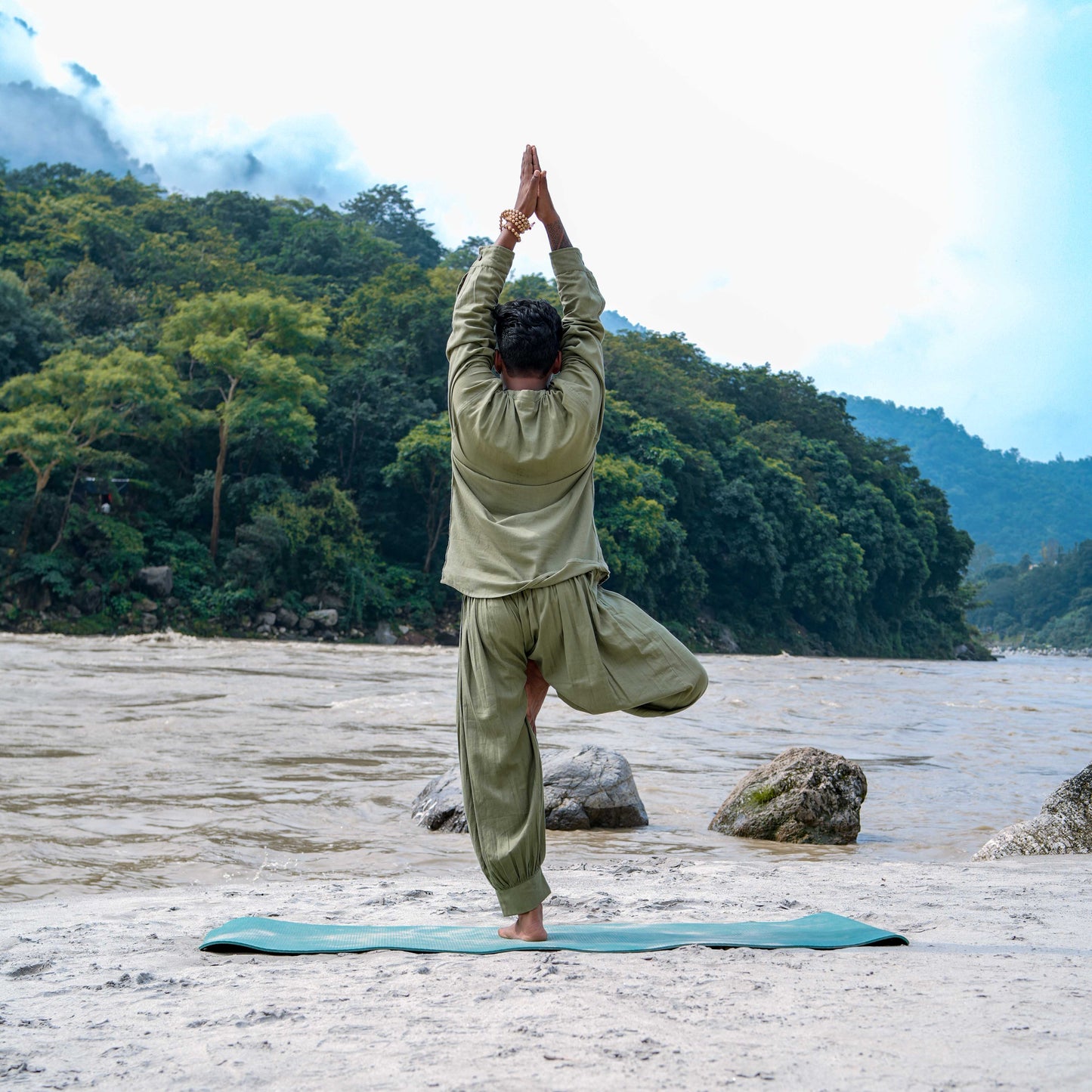 Prithvi Pant - Men's Cotton Yoga Pants - Green