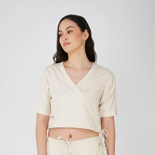 Apas Top - Women's Cotton Yoga Top - Unbleached