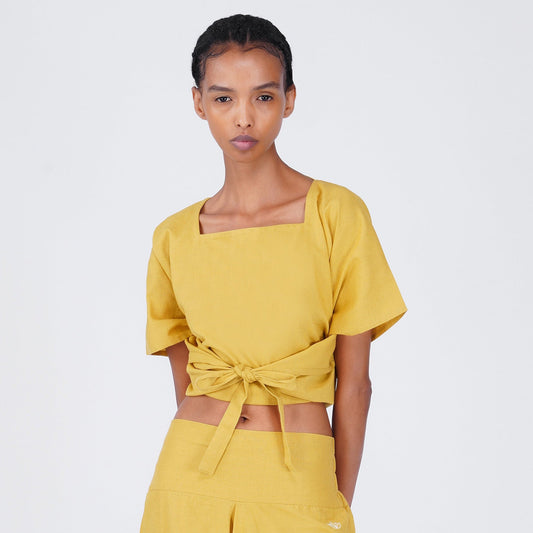 Shwet Top - Women's Cotton Yoga Top - Yellow