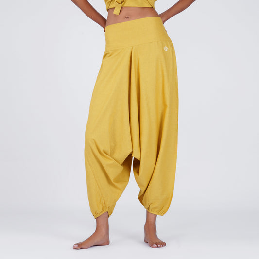 Shwet Pant - Women's Cotton Yoga Pants - Yellow