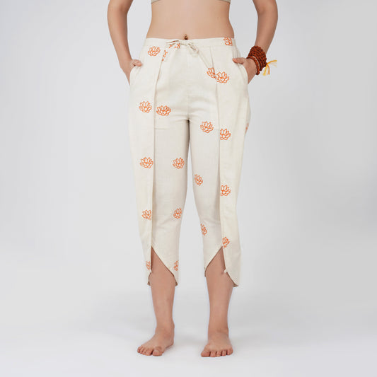 Surya Pant - Women's Cotton Yoga Pants - Hand Block Printed