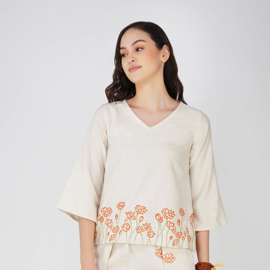Surya Top - Women's Cotton Yoga Top - Hand Block Printed
