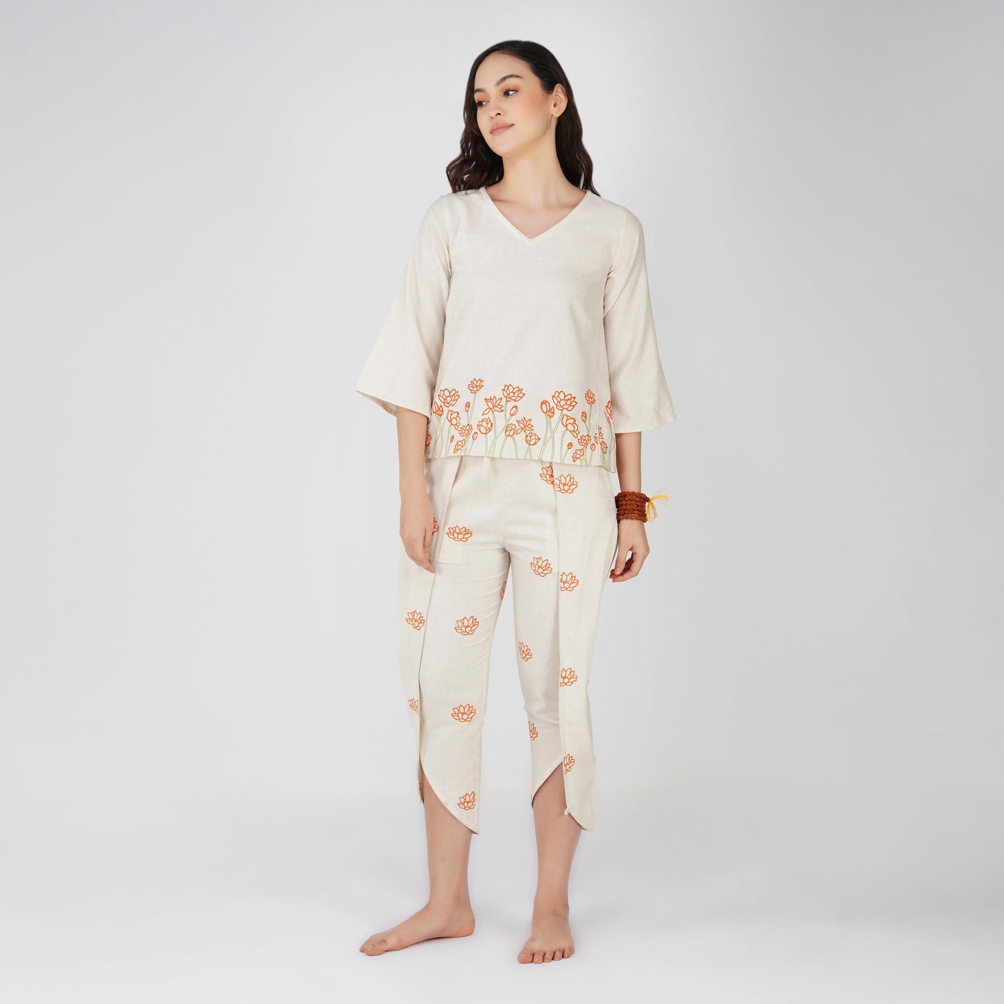 Surya Matching Set - Women's Cotton Yoga Matching Set - Hand Block Printed