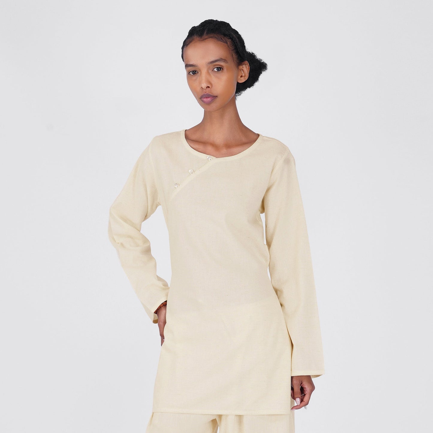 Tara Top - Women's Cotton Yoga Top - Unbleached