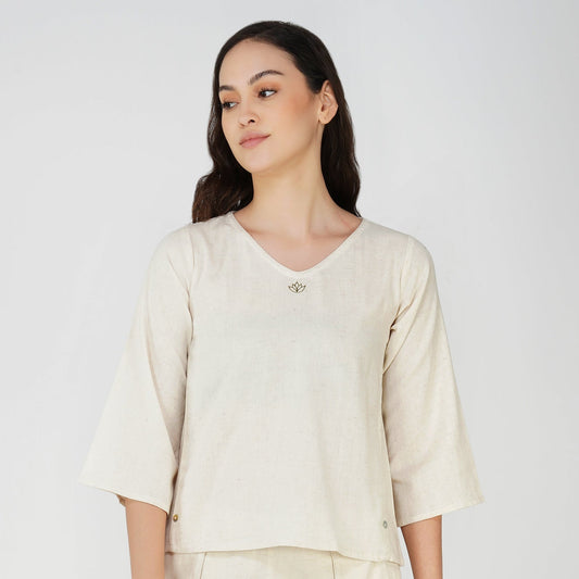 Surya Top - Women's Cotton Yoga Top - Unbleached