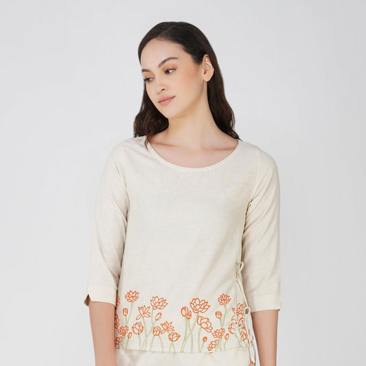 Chandra Top - Women's Cotton Yoga Top - Hand Block Printed