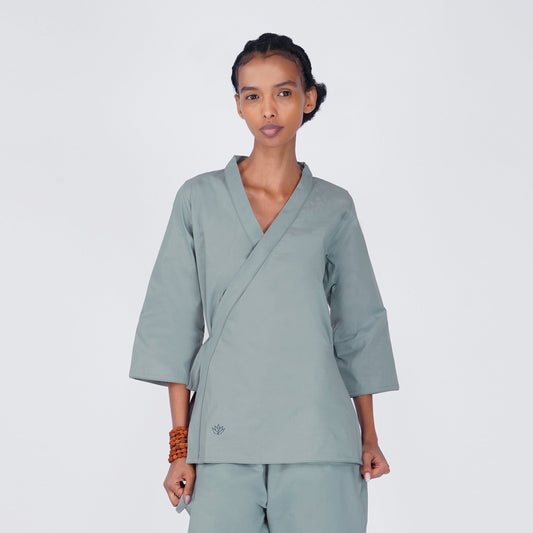 Dharma Top - Women's Cotton Yoga Top - Grey