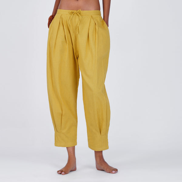 Tara Pant - Women's Cotton Yoga Pants - Yellow