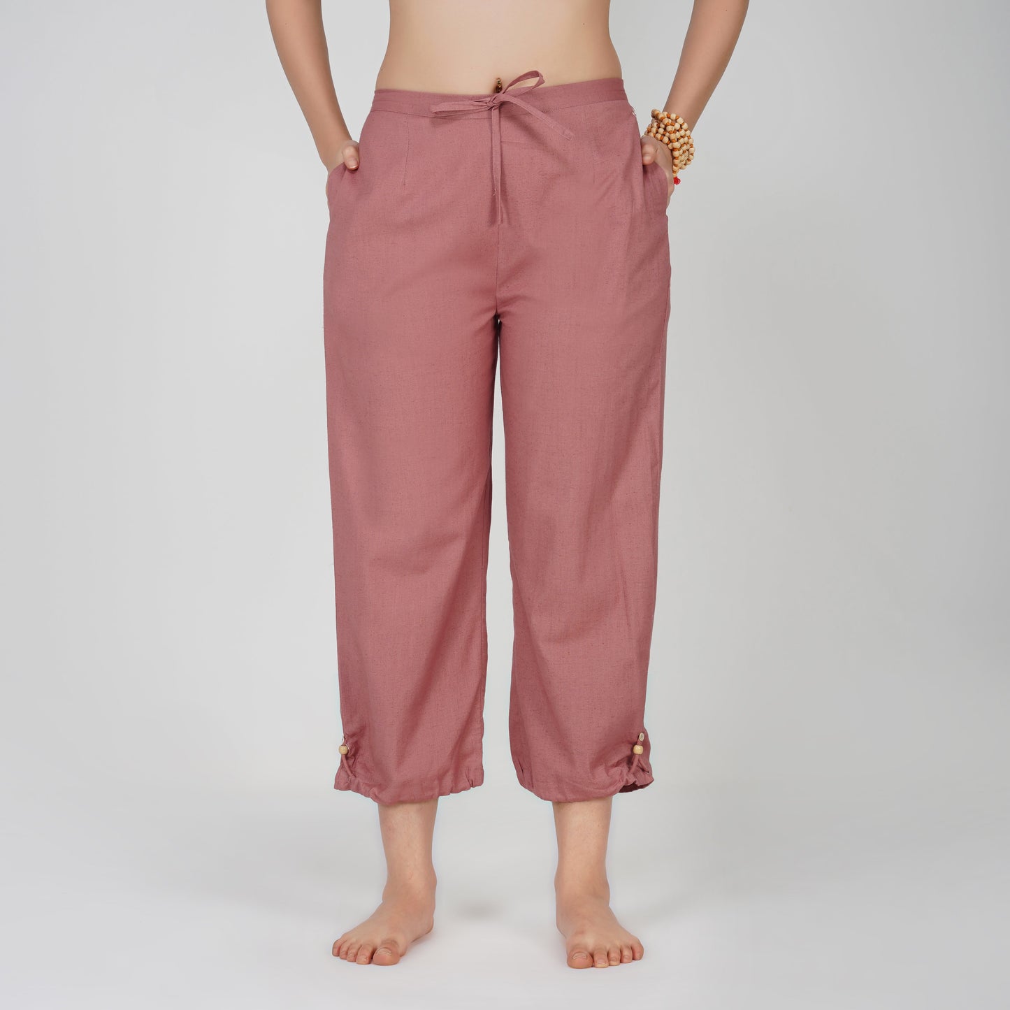Ananda Pant - Women's Cotton Yoga Pants - Pink