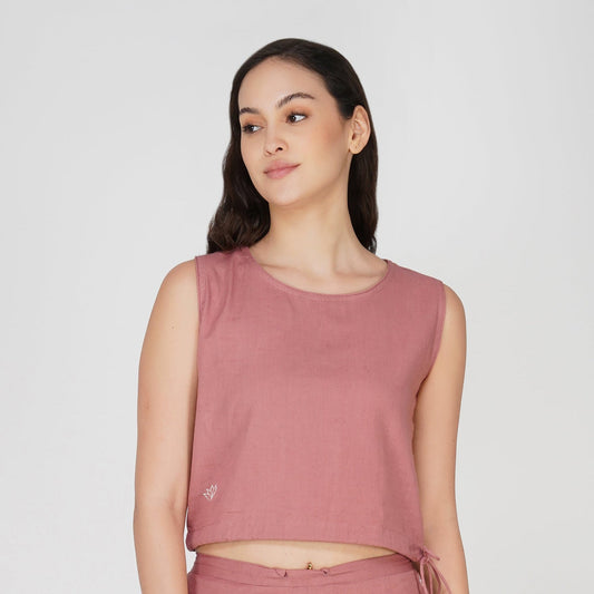 Ananda Top - Women's Cotton Yoga Top - Pink