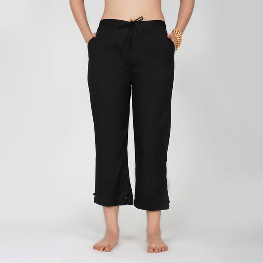 Chandra Pant - Women's Cotton Yoga Pants - Black