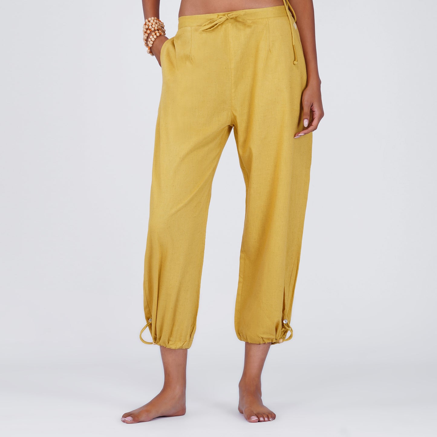 Ananda Pant - Women's Cotton Yoga Pants - Yellow