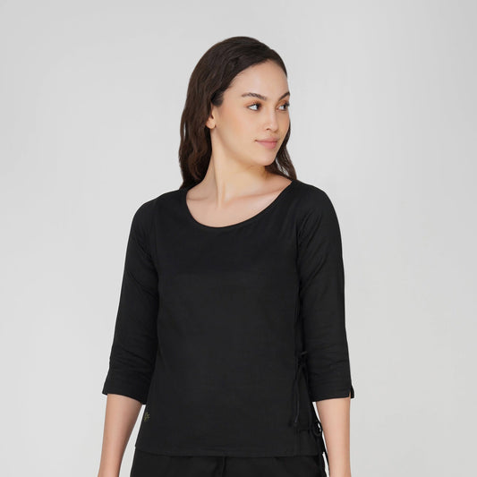 Chandra Top - Women's Cotton Yoga Top - Black