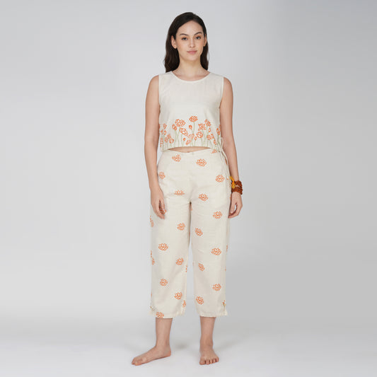 Ananda Matching Set - Women's Cotton Yoga Matching Set - Hand Block Printed