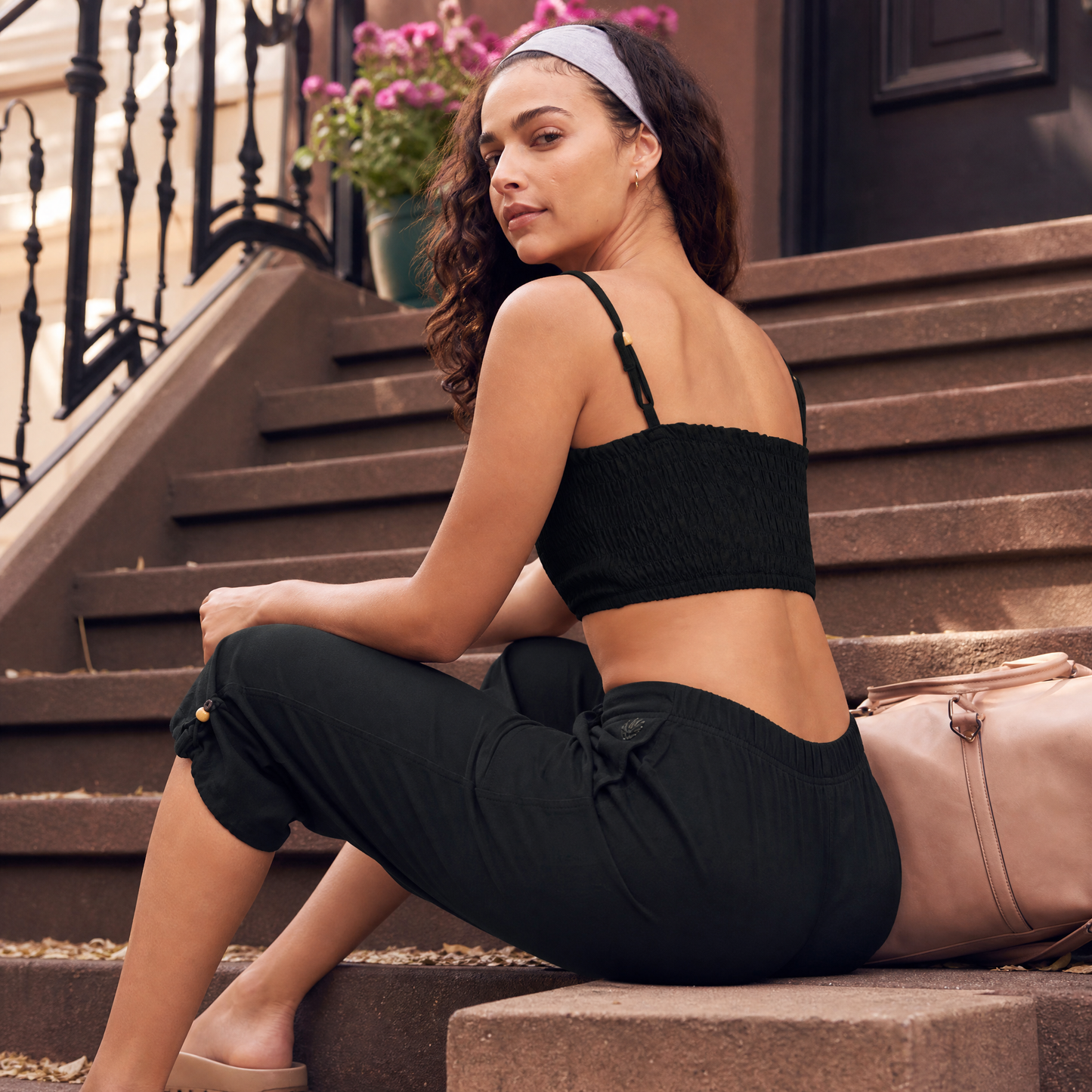 Prana Yoga Top 100% Cotton Bralette Top Elasticised Back for Comfortable Fit - Black