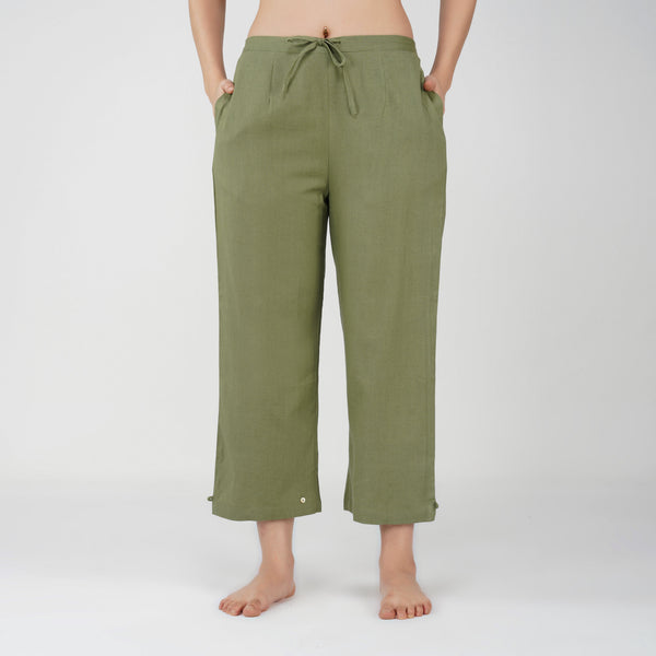 Chandra Pant - Women's Cotton Yoga Pants - Green