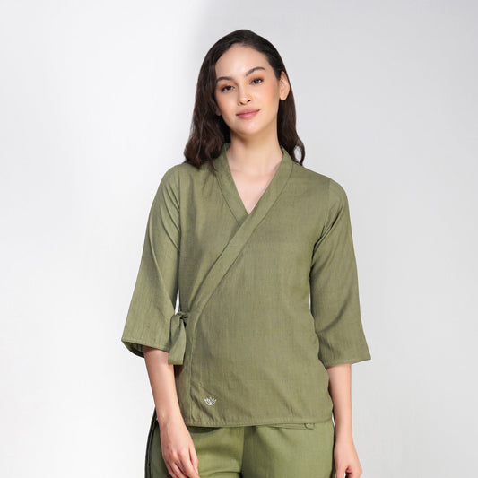 Dharma Top - Women's Cotton Yoga Top - Green