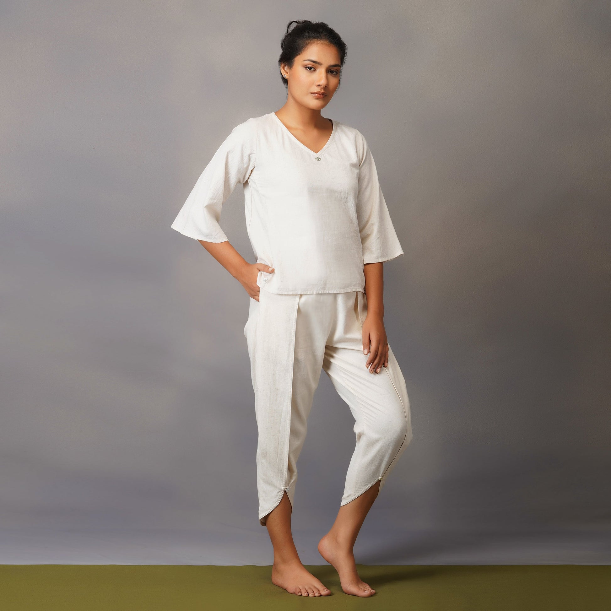 Pure Cotton Yoga Clothes Set- White |AKISO