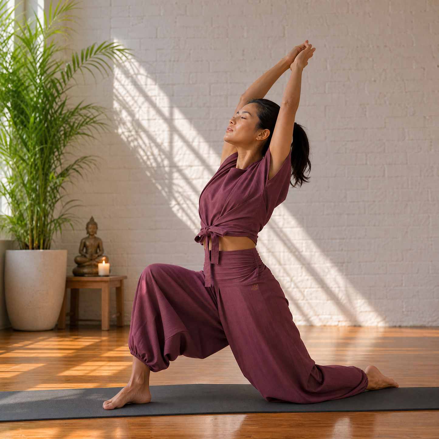 Women 100% Cotton Zero Waste Cotton Yoga Pants -Shwet - Rose Pink