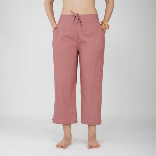 Chandra Pant - Women's Cotton Yoga Pants - Pink