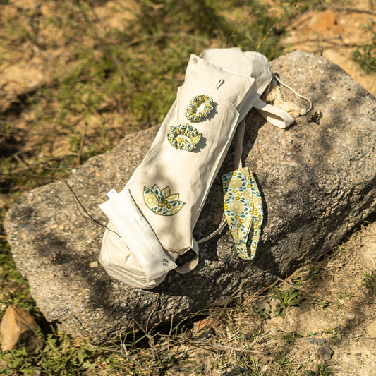 Cotton Yoga Mat Bag & Cusion Set -Dhyana  |AKISO