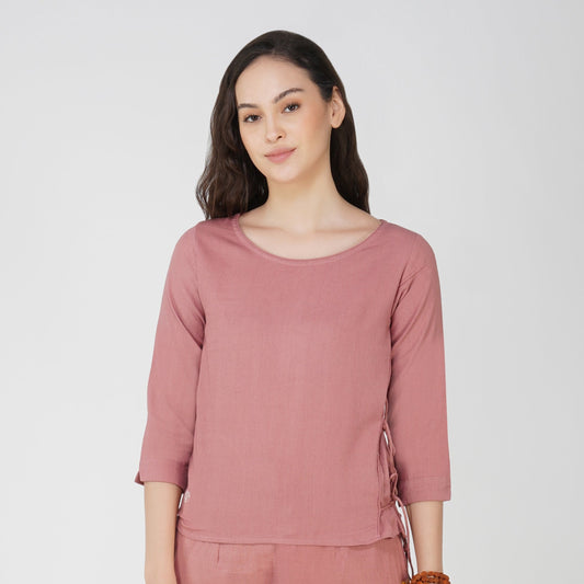 Chandra Top - Women's Cotton Yoga Top - Pink