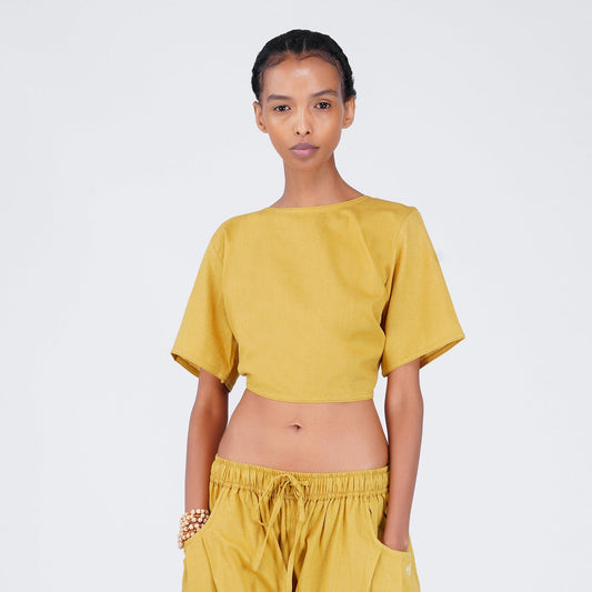 Soma Top - Women's Cotton Yoga Top - Yellow