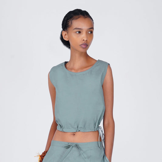 Ananda Top - Women's Cotton Yoga Top - Grey