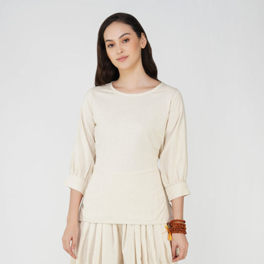 Buddhi Top - Women's Cotton Yoga Top - Unbleached