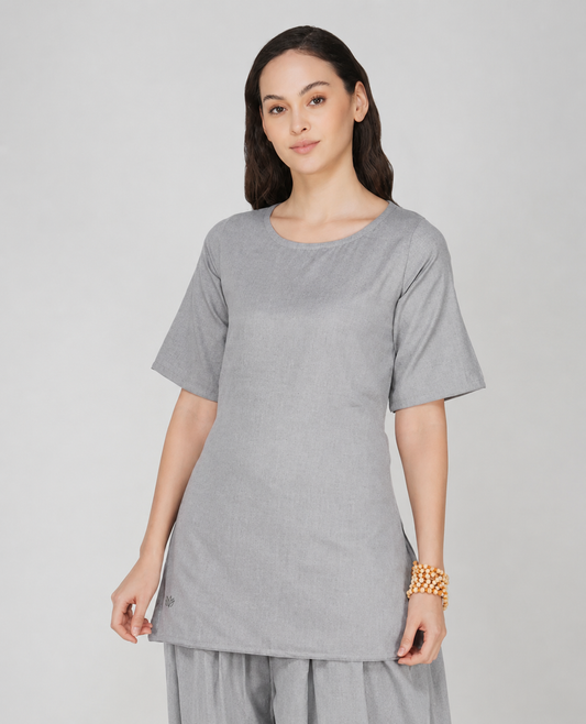 Chakra Top - Women's Cotton Yoga Top - Grey