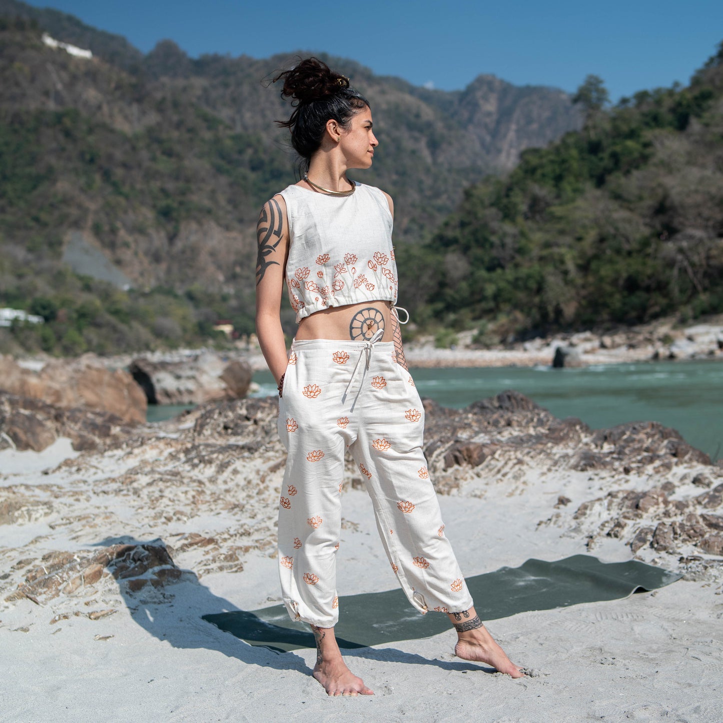 Ananda Pant - Women's Cotton Yoga Pants - Hand Block Printed