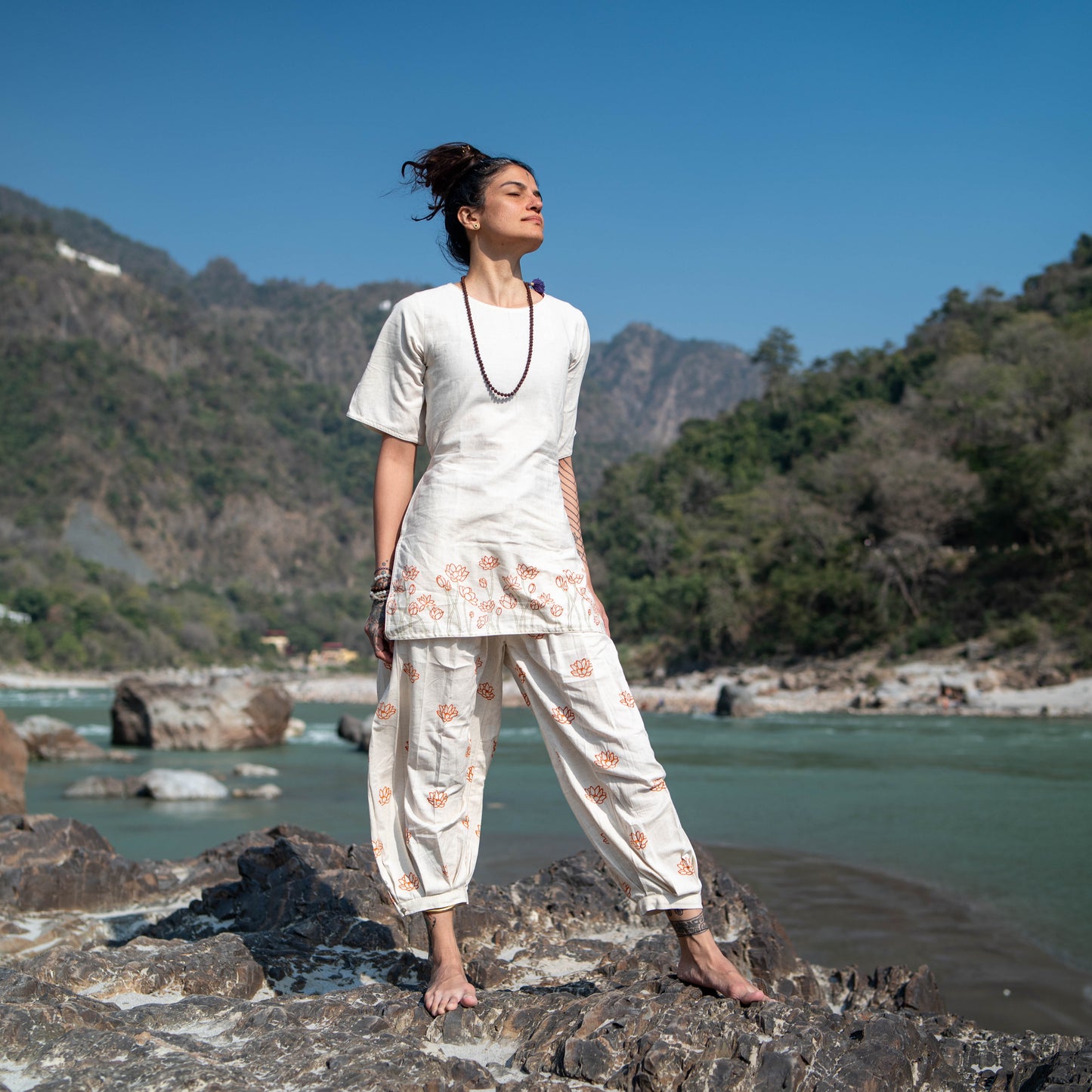 Chakra Top - Women's Cotton Yoga Top - Hand Block Printed