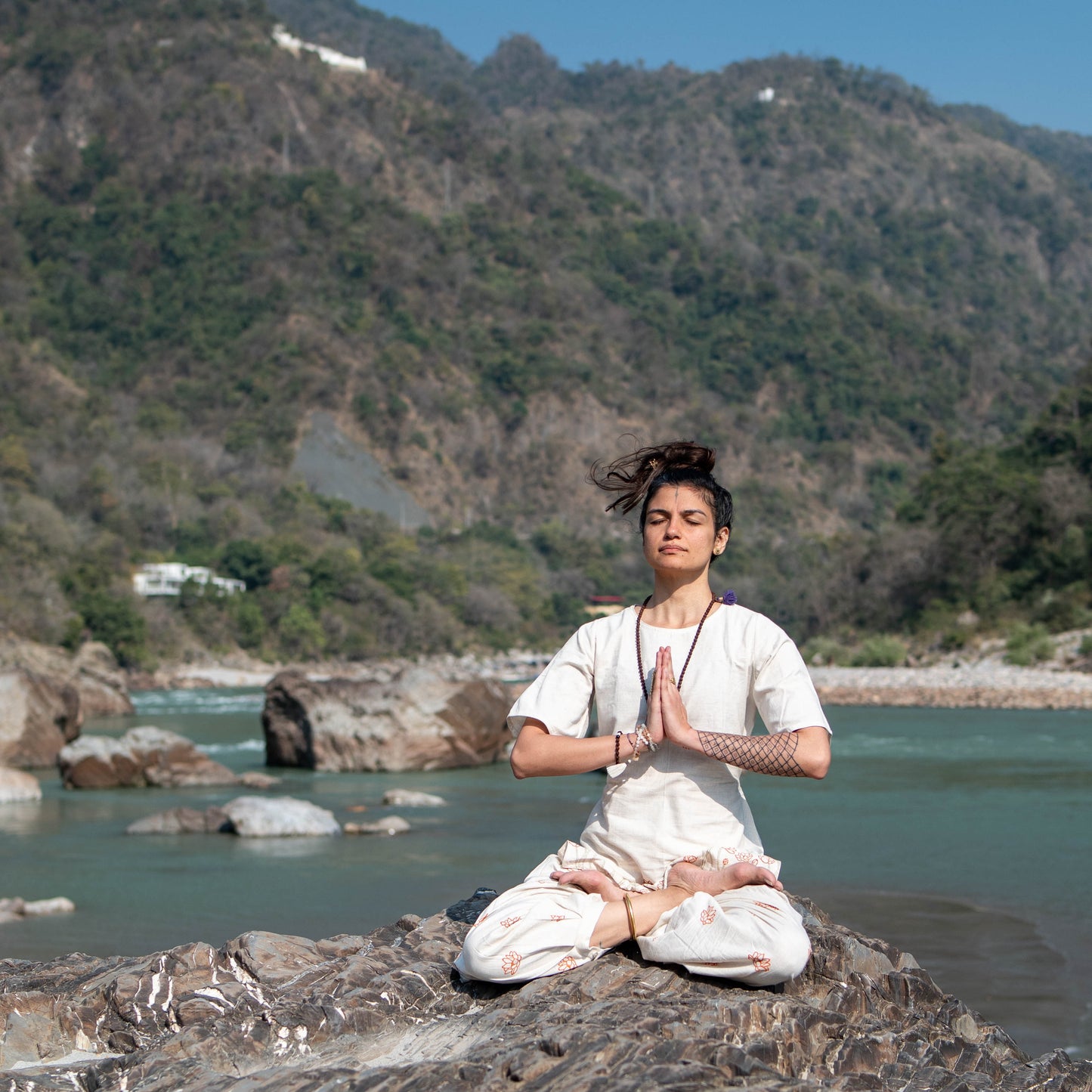 Women Cotton Hand Block Printed Yoga Pants and Yoga Top Set |AKISO