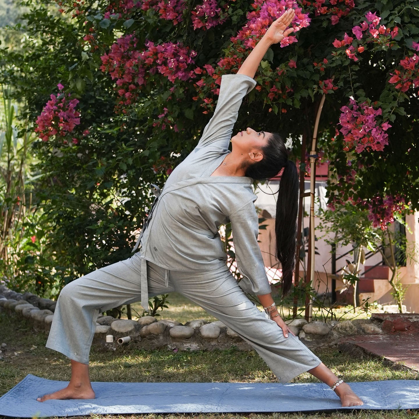 Dharma Top - Women's Cotton Yoga Top - Grey