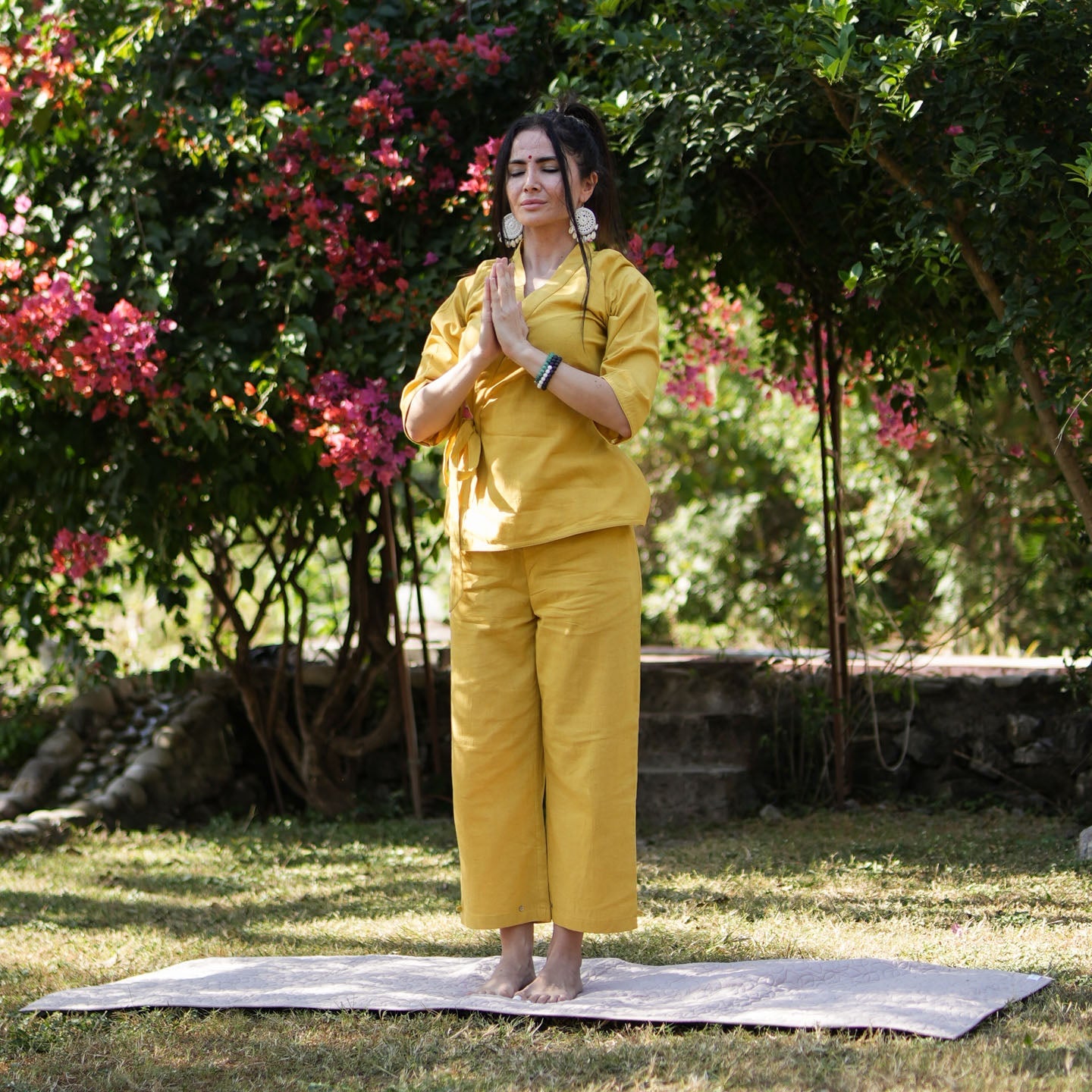 Chandra Pant - Women's Cotton Yoga Pants - Yellow