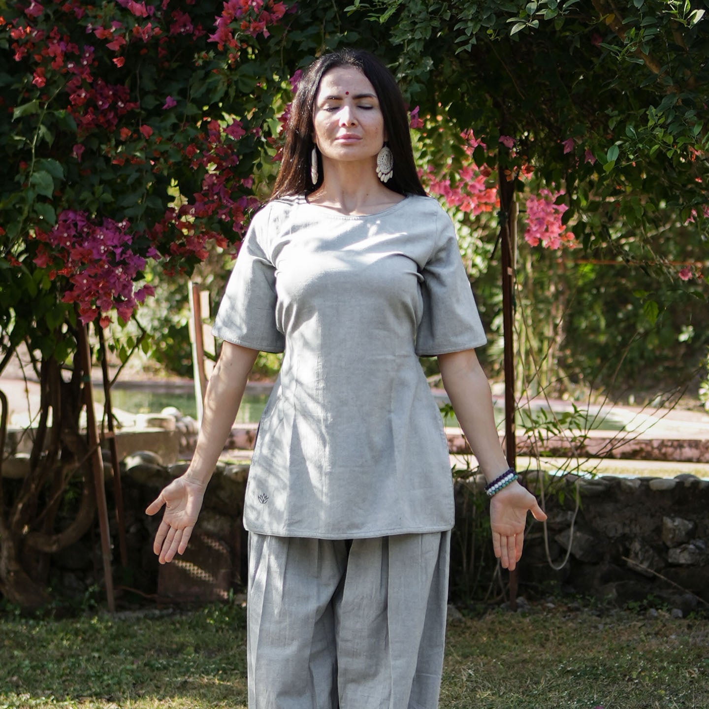 Chakra Top - Women's Cotton Yoga Top - Grey