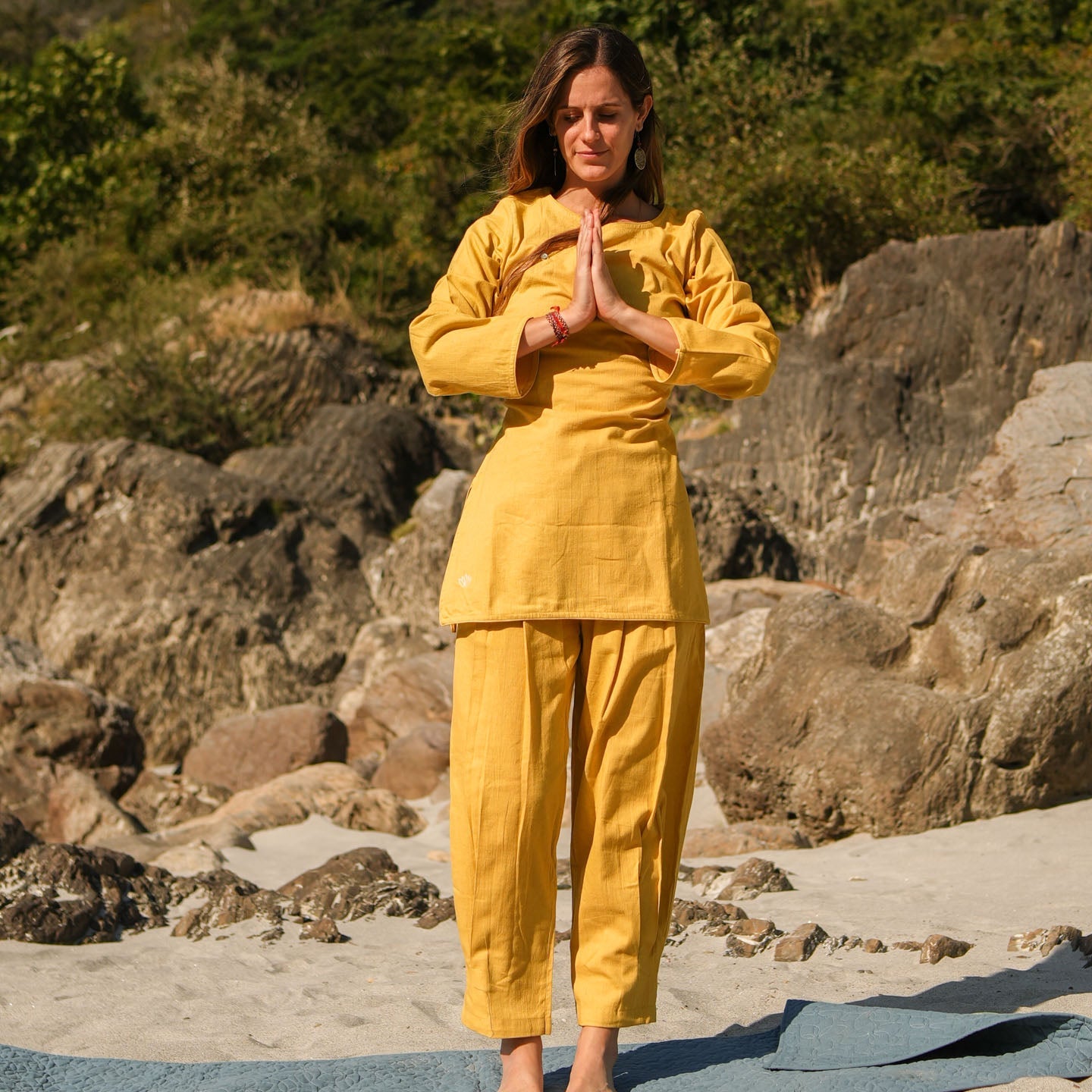 Tara Top - Women's Cotton Yoga Top - Yellow