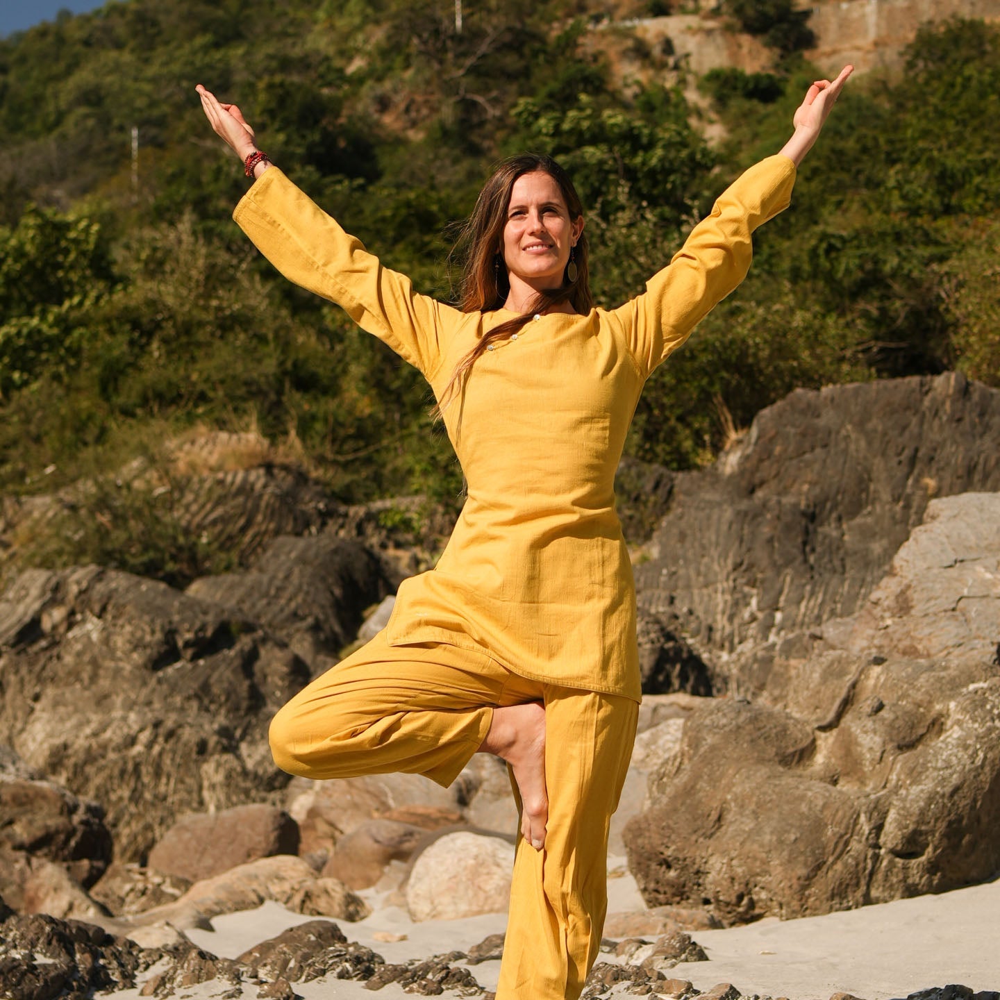 Tara Top - Women's Cotton Yoga Top - Yellow