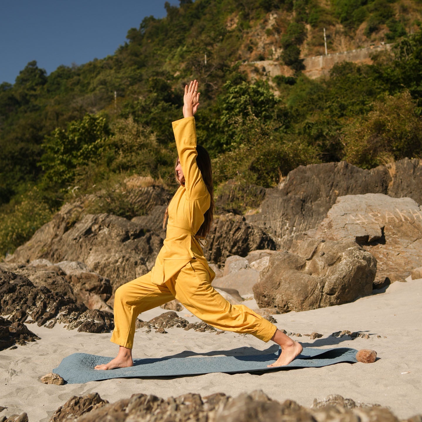 Tara Pant - Women's Cotton Yoga Pants - Yellow