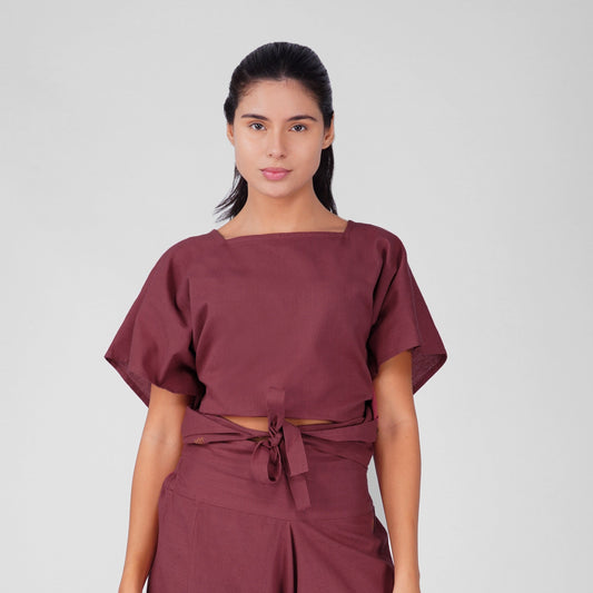 Women 100% Cotton Zero Waste Cotton Yoga Top -Shwet - Rose Pink