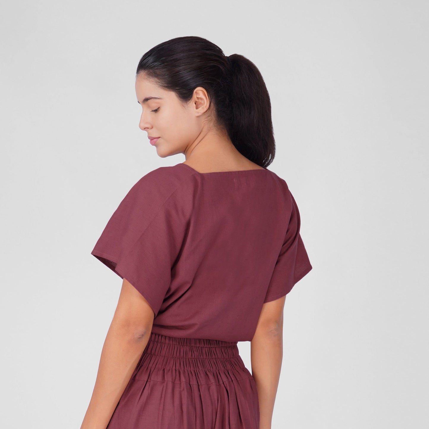 Women 100% Cotton Zero Waste Cotton Yoga Top -Shwet - Rose Pink