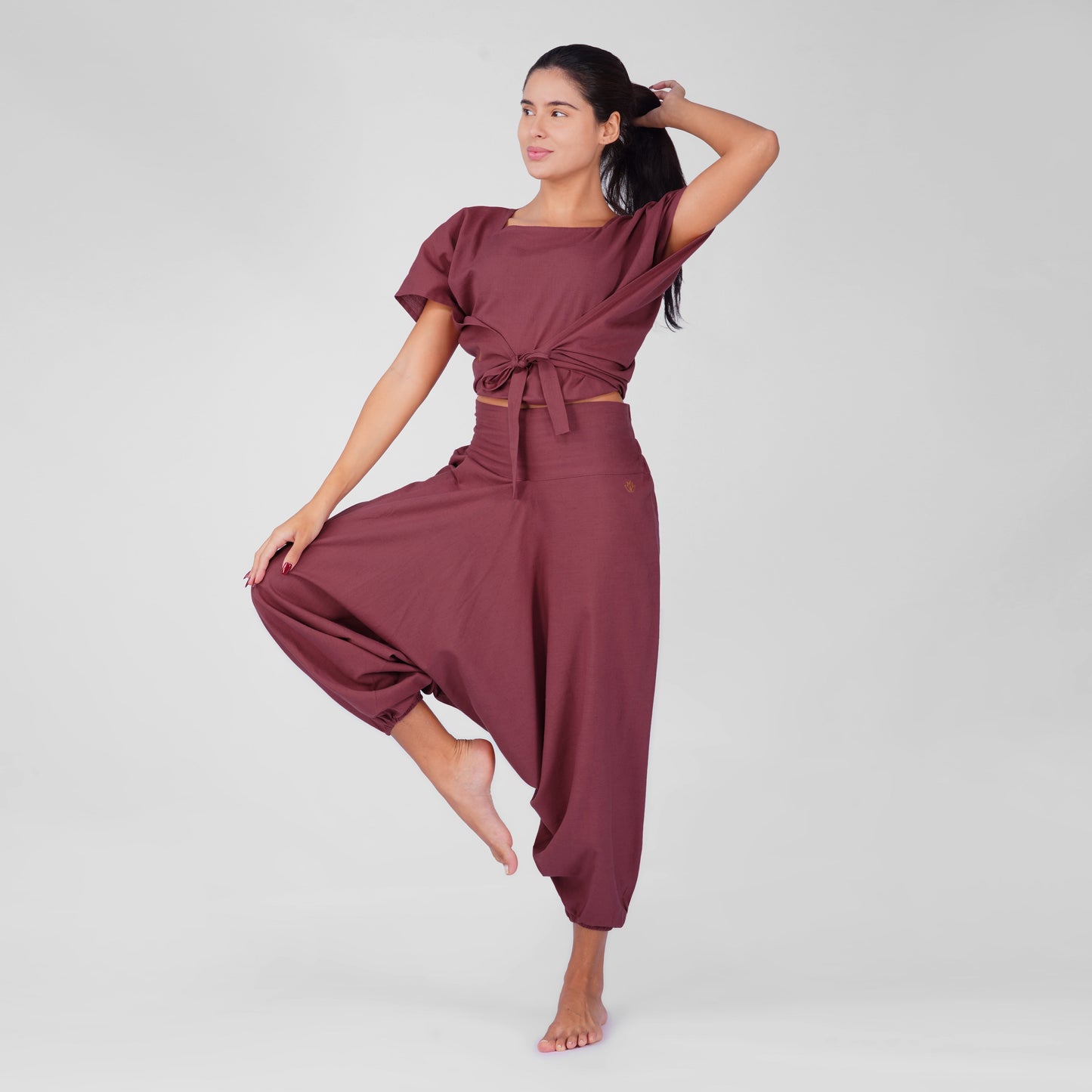 Women 100% Cotton Zero Waste Cotton Yoga Pants -Shwet - Rose Pink