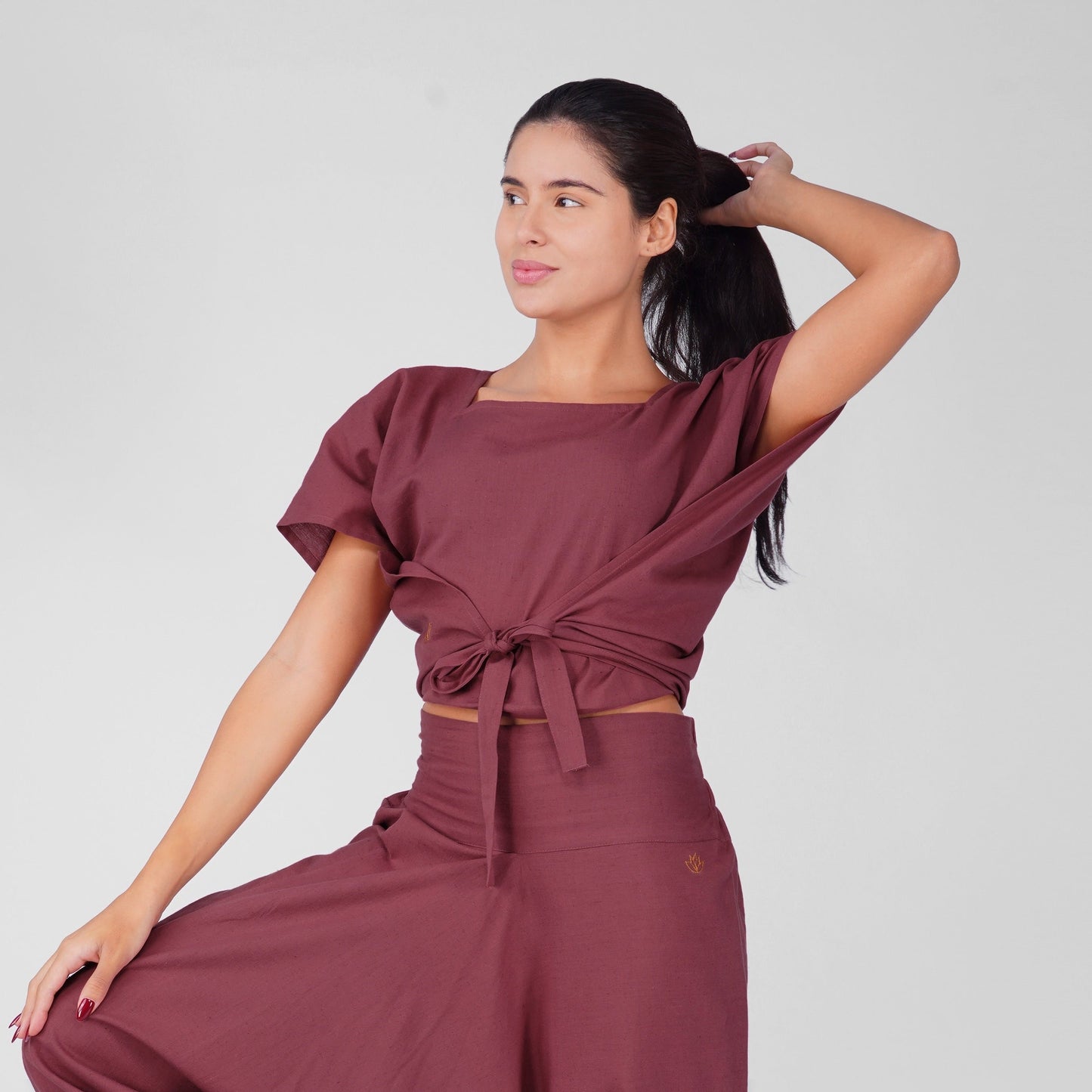 Women 100% Cotton Zero Waste Cotton Yoga Top -Shwet - Rose Pink