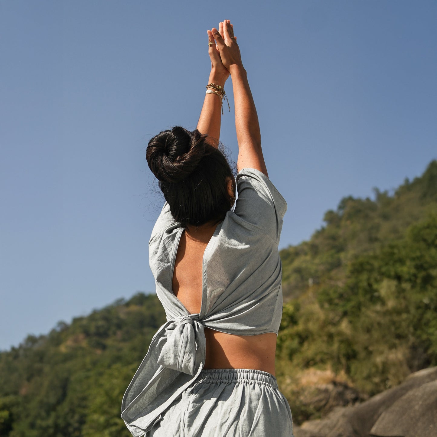 Soma Top - Women's Cotton Yoga Top - Grey