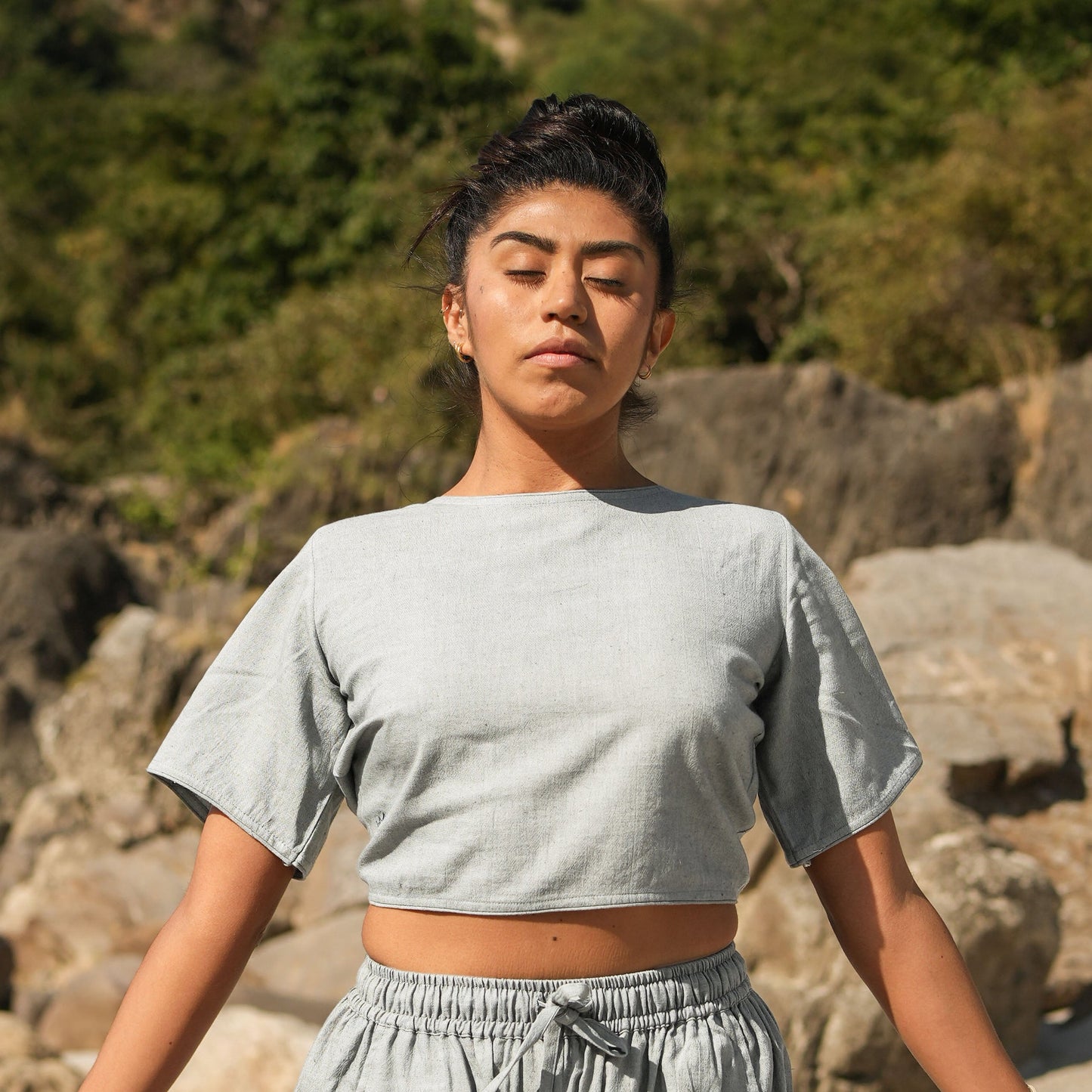 Soma Top - Women's Cotton Yoga Top - Grey