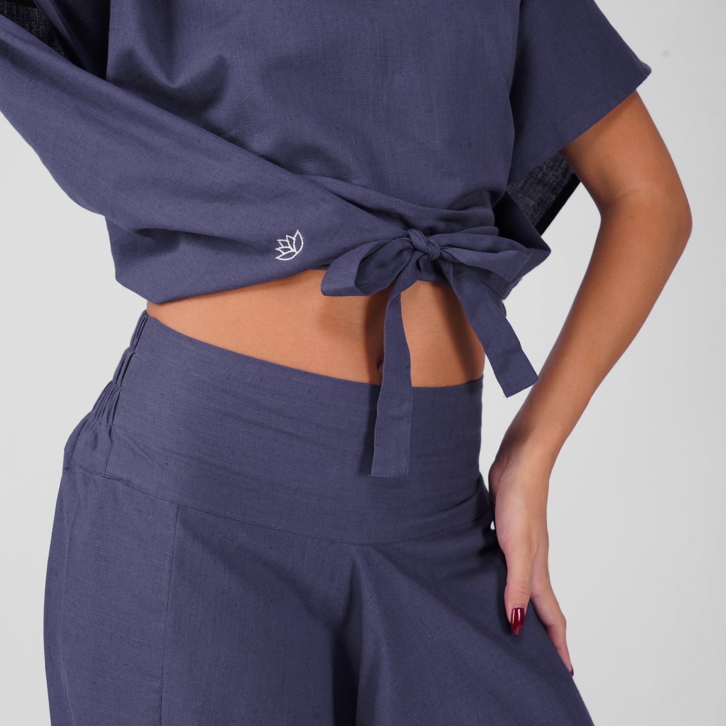 Women 100% Cotton Zero Waste Cotton Yoga Top -Shwet - Celtic Blue