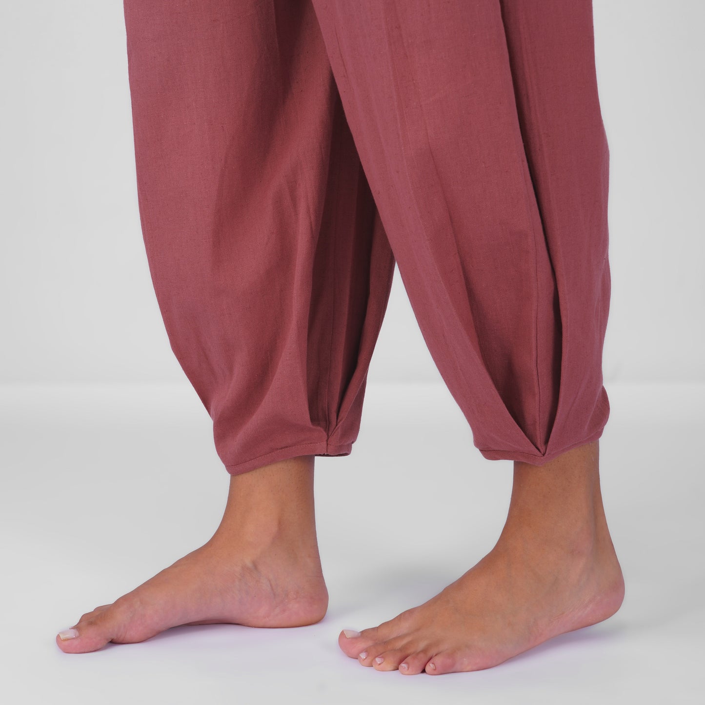 Sukha Yoga Set of 2 (Top & Pants) in 100% Cotton Sleeveless Round Neck Crop Top with Side Tie with baggy fit pants for comfort - Rose Pink