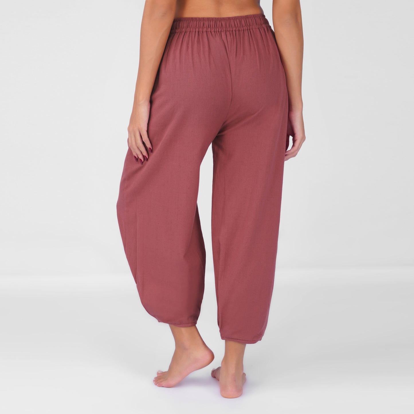 Soma Yoga Pants 100% Cotton Baggy Fit pants with Half Elasticised Waist for comfort - Rose Pink